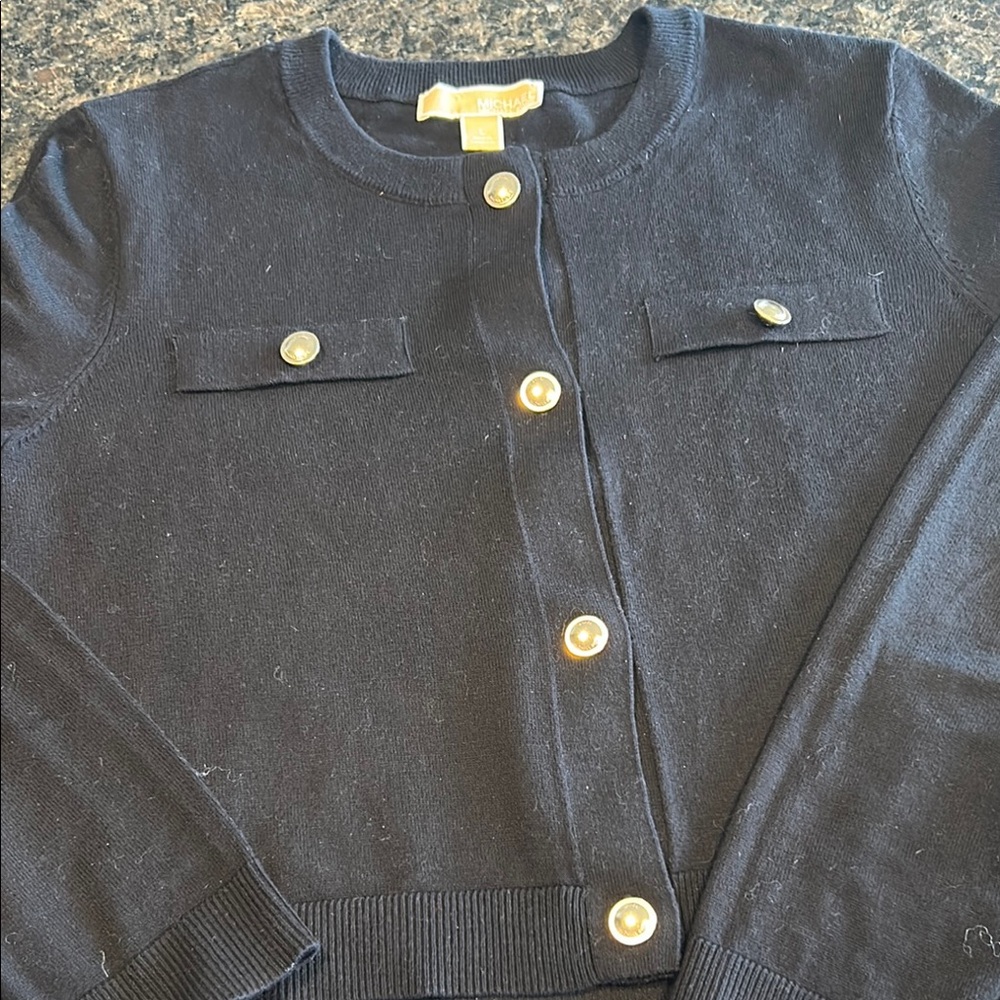 Michael Kors Black Cardigan with Gold Buttons